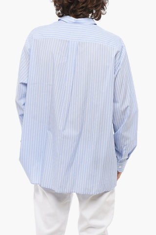 Pinstriped Shirt with Embroidered Logo