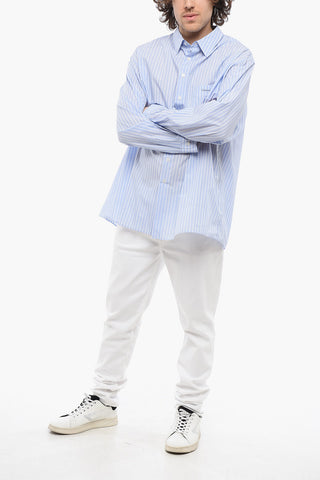Pinstriped Shirt with Embroidered Logo