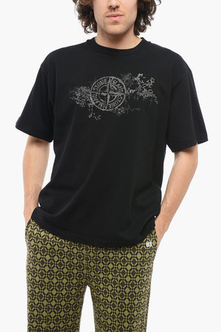 Solid Color Crew-neck T-Shirt with Embroidered Logo