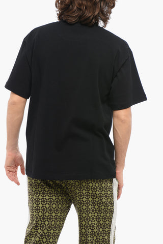 Solid Color Crew-neck T-Shirt with Embroidered Logo