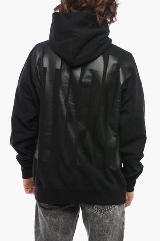 Felpa Hoodie in Cotone con Maxi Logo Stampato