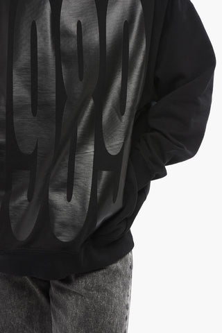 Felpa Hoodie in Cotone con Maxi Logo Stampato
