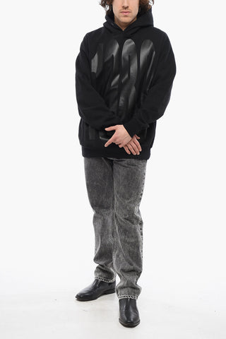 Felpa Hoodie in Cotone con Maxi Logo Stampato