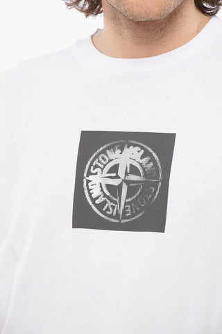 Solid Color Crew-neck T-Shirt with Contrasting Logo