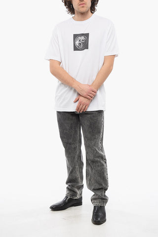 Solid Color Crew-neck T-Shirt with Contrasting Logo