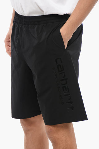 Solid Color BRAME Swim Shorts with Tone on Tone Logo
