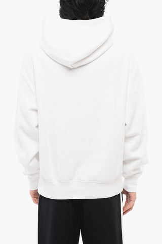 Felpa Hoodie in Cotone Felpato a Tinta Unita con Tasca A Toppa