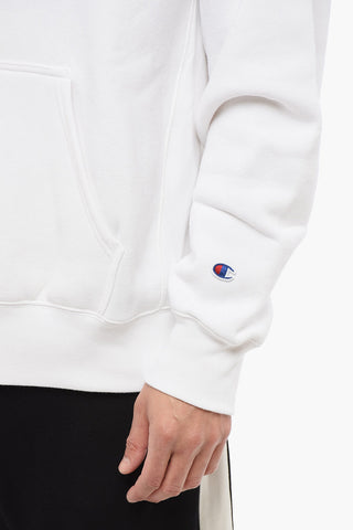 Felpa Hoodie in Cotone Felpato a Tinta Unita con Tasca A Toppa