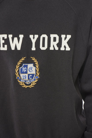 Fleeced-Cotton NEW YORK Crew-Neck Sweatshirt with Embroidery
