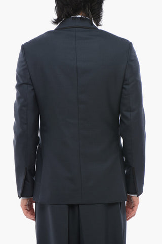 Zweireiher-Blazer aus Wolle mit Satinbesatz