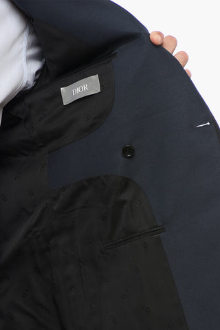 Zweireiher-Blazer aus Wolle mit Satinbesatz