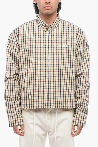 Checked Lightweight Cotton Jacket with Front Zip