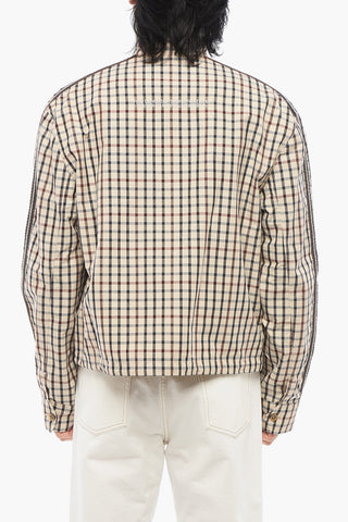Checked Lightweight Cotton Jacket with Front Zip