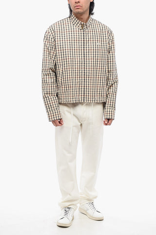 Checked Lightweight Cotton Jacket with Front Zip