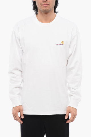 T-shirt Girocollo in Cotone a Maniche Lunghe