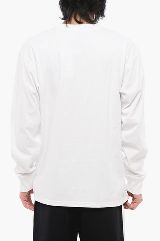 T-shirt Girocollo in Cotone a Maniche Lunghe