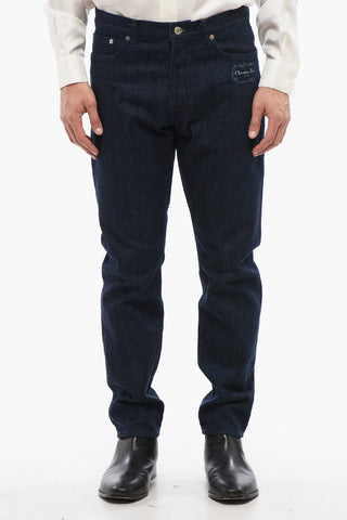 Jeans Lavaggio Scuro con Logo a Contrasto
