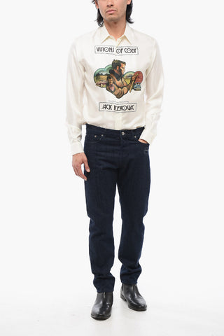 Jeans Lavaggio Scuro con Logo a Contrasto