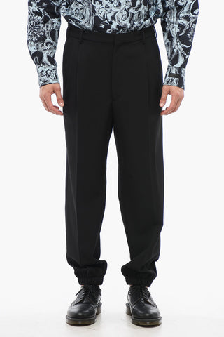 Double-pleated Pants with Side Velour Band