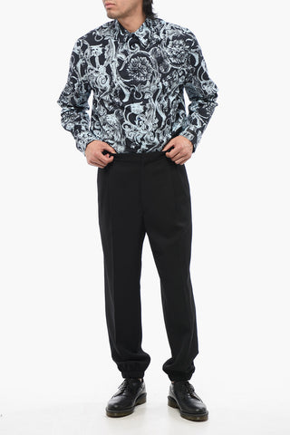 Double-pleated Pants with Side Velour Band