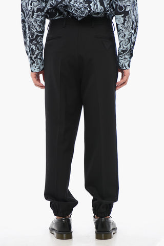 Double-pleated Pants with Side Velour Band