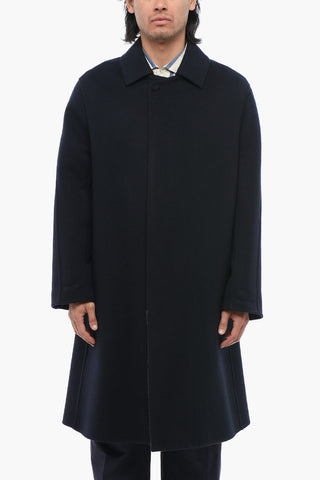 Cashmere-blended Coat with Logoed Lining