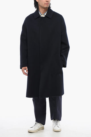 Cashmere-blended Coat with Logoed Lining