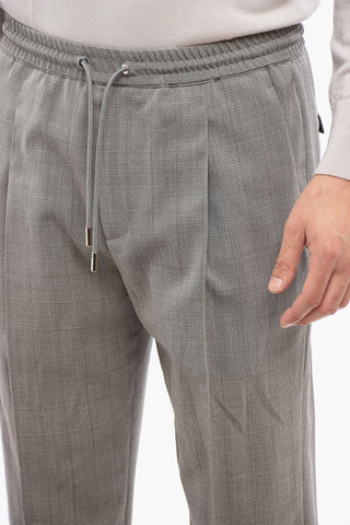 Wool Twill Checkered Joggers