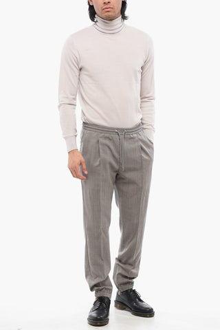 Wool Twill Checkered Joggers