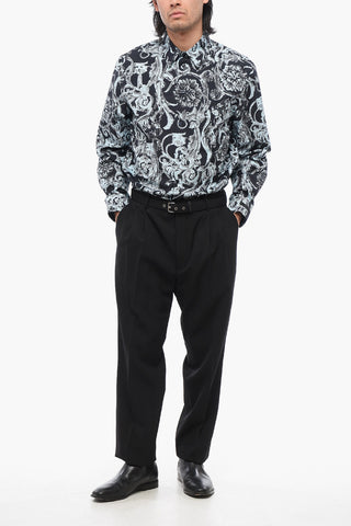 Double-pleated Pants with Fabric Belt