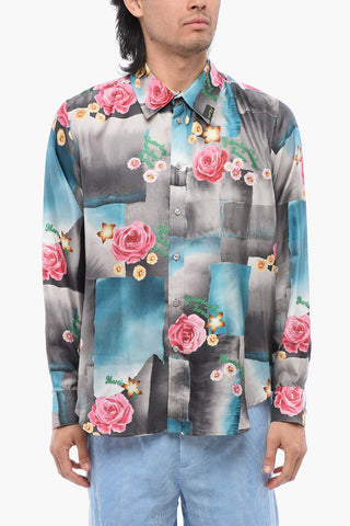 Floral-Motif Silk TODAY Shirt