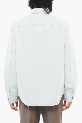 Light Wash Denim Shirt with Logoed Buttons