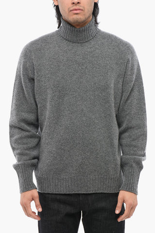 Turtleneck Wool Sweater with Ribbed Edge