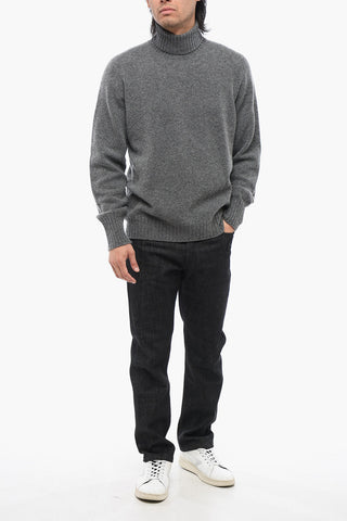 Turtleneck Wool Sweater with Ribbed Edge