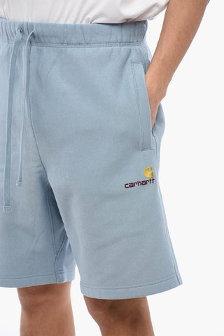 Solid Color AMERICAN SCRIPT Sweat Shorts with Embroidered Logo