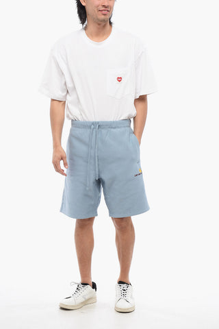 Solid Color AMERICAN SCRIPT Sweat Shorts with Embroidered Logo