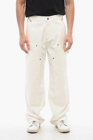 Cotton Twill Cargo Pants with Contrast Buttons
