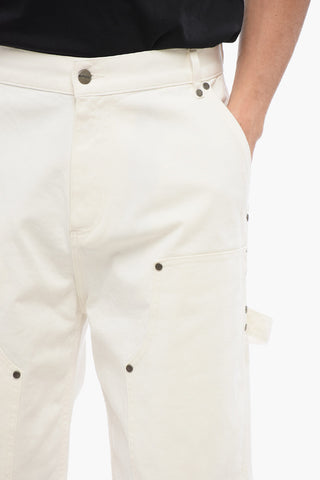 Cotton Twill Cargo Pants with Contrast Buttons