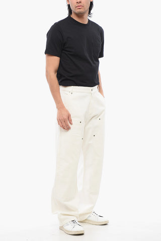 Cotton Twill Cargo Pants with Contrast Buttons