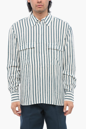 Camicia a Righe con Doppio Taschino e Collo Italiano