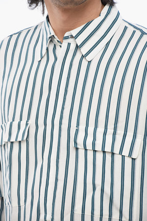 Camicia a Righe con Doppio Taschino e Collo Italiano