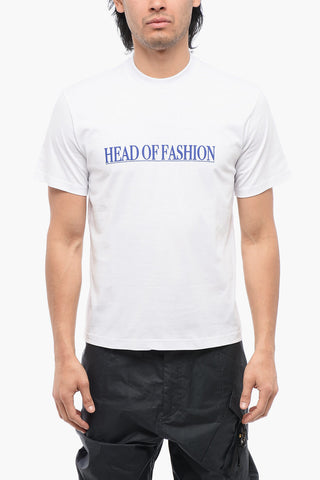 Solid-Color Crewneck T-Shirt HEAD OF FASHION with Contrast Print