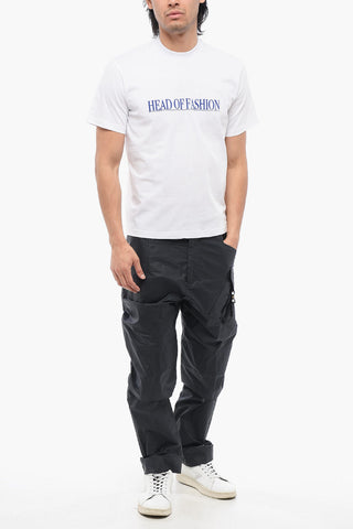 Solid-Color Crewneck T-Shirt HEAD OF FASHION with Contrast Print