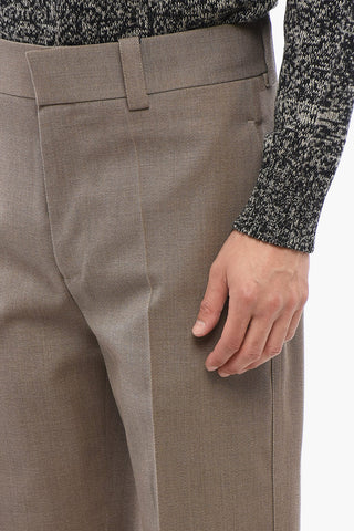 Pantaloni Straight Fit in Lana Twill con Pince Frontale