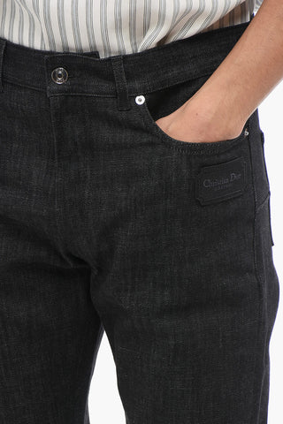 Straight-fit Denims with Logoed Patch