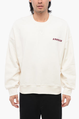 Cotton Crewneck Sweatshirt with Contrast Logo Print