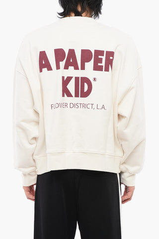 Cotton Crewneck Sweatshirt with Contrast Logo Print
