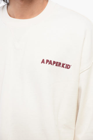 Cotton Crewneck Sweatshirt with Contrast Logo Print