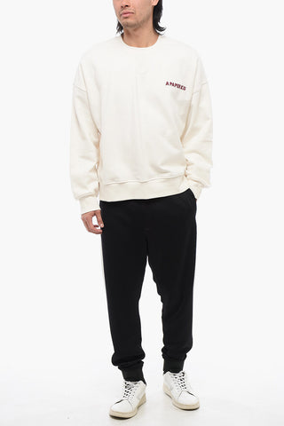 Cotton Crewneck Sweatshirt with Contrast Logo Print