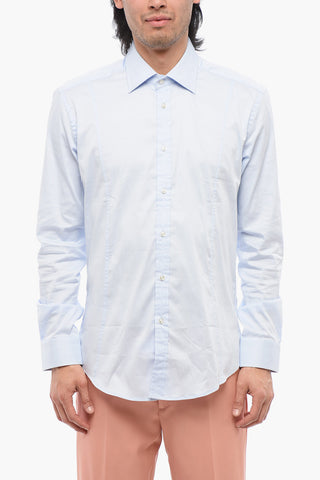 Cotton Poplin Shirt with Spread Collar
